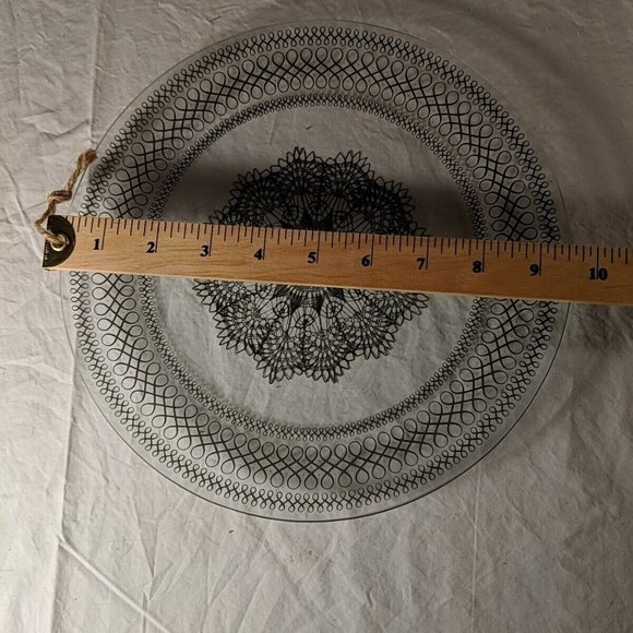 1951 Chance Glass Serving Plate and 6 dessert plates, set of 7 Black Lace - Picture 12 of 13